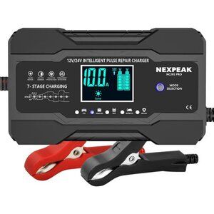 10-Amp Car Battery Charger, 12V and 24V Smart Fully Automatic Battery Maintainer